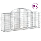 Arched Gabion Baskets 7 pcs 200x50x80/100 cm Galvanised Iron - Front View
