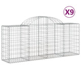 Arched Gabion Baskets 9 pcs 200x50x80/100 cm Galvanised Iron - Front View