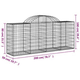 Arched Gabion Baskets 9 pcs 200x50x80/100 cm Galvanised Iron - Rear View
