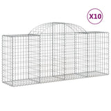 Arched Gabion Baskets 10 pcs 200x50x80/100 cm Galvanised Iron - Front View