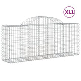 Arched Gabion Baskets 11 pcs 200x50x80/100 cm Galvanised Iron - Front View