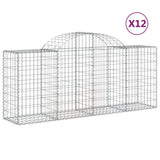Arched Gabion Baskets 12 pcs 200x50x80/100 cm Galvanised Iron - Front View