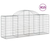 Arched Gabion Baskets 15 pcs 200x50x80/100 cm Galvanised Iron