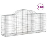 Arched Gabion Baskets 18 pcs 200x50x80/100 cm Galvanised Iron - Front View