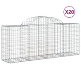 Arched Gabion Baskets 20 pcs 200x50x80/100 cm Galvanised Iron - Front View