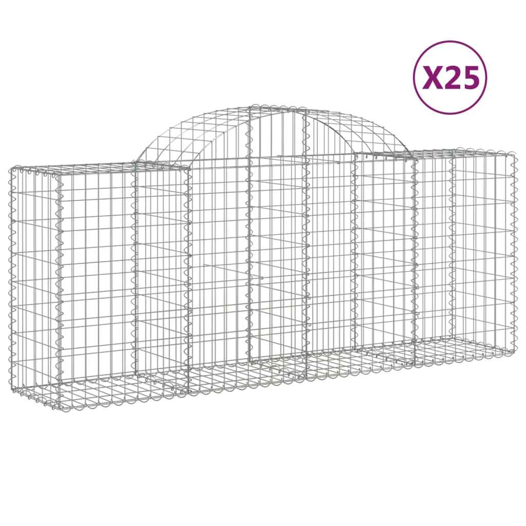 Arched Gabion Baskets 25 pcs 200x50x80/100 cm Galvanised Iron