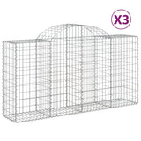 Arched Gabion Baskets 3 pcs 200x50x100/120 cm Galvanised Iron - Front View