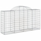 Arched Gabion Baskets 3 pcs 200x50x100/120 cm Galvanised Iron - Side View
