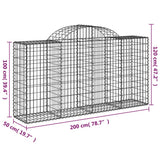 Arched Gabion Baskets 4 pcs 200x50x100/120 cm Galvanised Iron