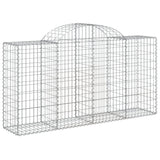 Arched Gabion Baskets 8 pcs 200x50x100/120 cm Galvanised Iron - Side View