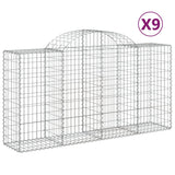 Arched Gabion Baskets 9 pcs 200x50x100/120 cm Galvanised Iron - Front View