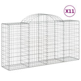Arched Gabion Baskets 11 pcs 200x50x100/120 cm Galvanised Iron - Front View