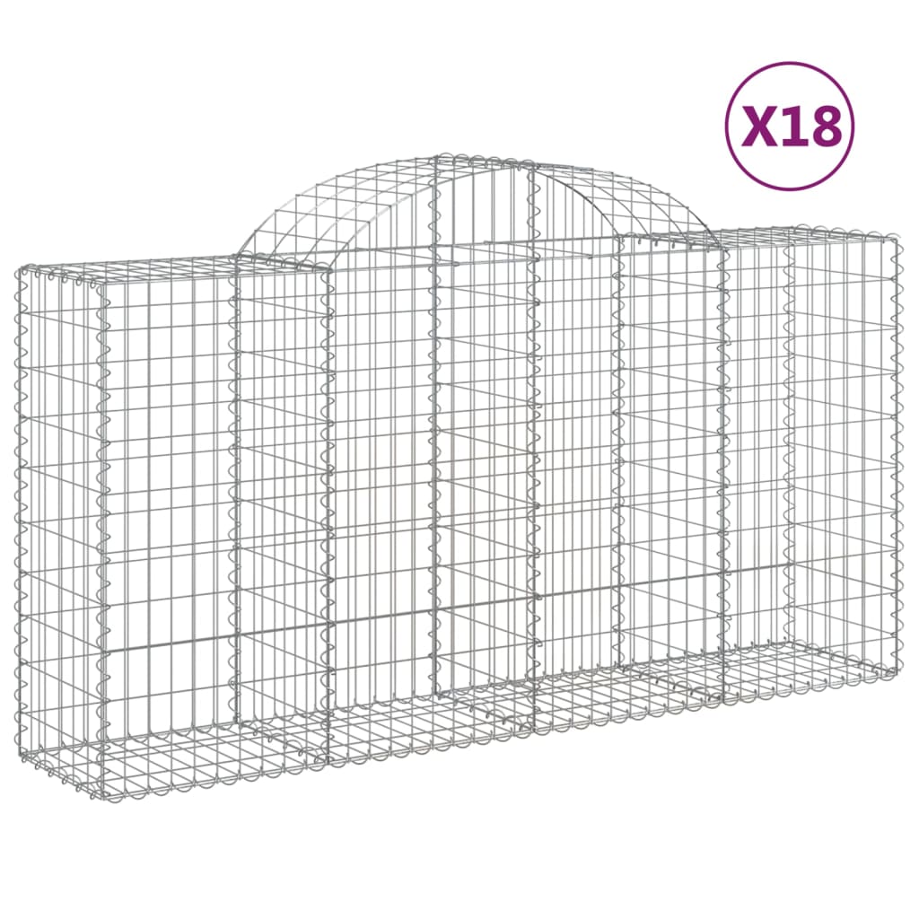 Arched Gabion Baskets 18 pcs 200x50x100/120 cm Galvanised Iron