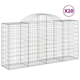 Arched Gabion Baskets 20 pcs 200x50x100/120 cm Galvanised Iron - Front View