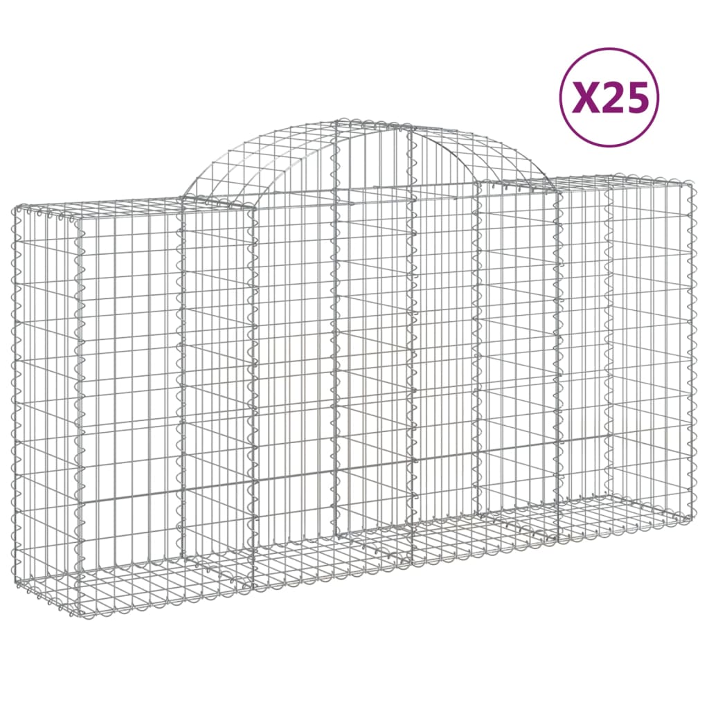 Arched Gabion Baskets 25 pcs 200x50x100/120 cm Galvanised Iron