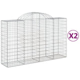 Arched Gabion Baskets 2 pcs 200x50x120/140 cm Galvanised Iron - Front View