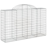Arched Gabion Baskets 3 pcs 200x50x120/140 cm Galvanised Iron - Side View