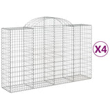 Arched Gabion Baskets 4 pcs 200x50x120/140 cm Galvanised Iron - Front View
