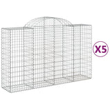 Arched Gabion Baskets 5 pcs 200x50x120/140 cm Galvanised Iron - Front View
