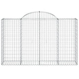 Arched Gabion Baskets 5 pcs 200x50x120/140 cm Galvanised Iron - Top-Down View