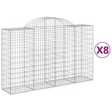 Arched Gabion Baskets 8 pcs 200x50x120/140 cm Galvanised Iron - Front View