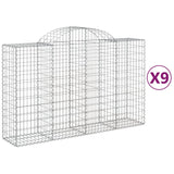 Arched Gabion Baskets 9 pcs 200x50x120/140 cm Galvanised Iron - Front View