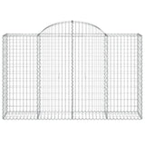 Arched Gabion Baskets 10 pcs 200x50x120/140 cm Galvanised Iron - Top-Down View