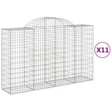 Arched Gabion Baskets 11 pcs 200x50x120/140 cm Galvanised Iron - Front View