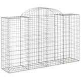Arched Gabion Baskets 15 pcs 200x50x120/140 cm Galvanised Iron - Side View