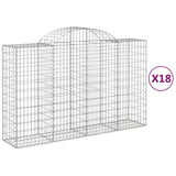 Arched Gabion Baskets 18 pcs 200x50x120/140 cm Galvanised Iron
