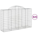 Arched Gabion Baskets 25 pcs 200x50x120/140 cm Galvanised Iron