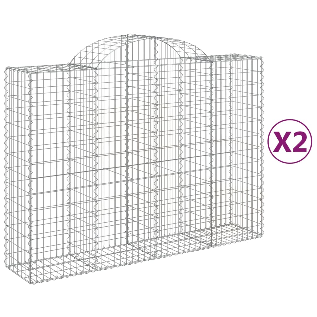 Arched Gabion Baskets 2 pcs 200x50x140/160 cm Galvanised Iron