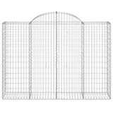 Arched Gabion Baskets 2 pcs 200x50x140/160 cm Galvanised Iron - Top-Down View
