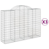 Arched Gabion Baskets 3 pcs 200x50x140/160 cm Galvanised Iron - Front View