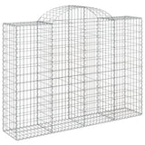 Arched Gabion Baskets 3 pcs 200x50x140/160 cm Galvanised Iron - Side View