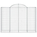Arched Gabion Baskets 3 pcs 200x50x140/160 cm Galvanised Iron - Top-Down View