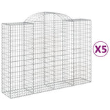 Arched Gabion Baskets 5 pcs 200x50x140/160 cm Galvanised Iron - Front View