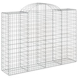 Arched Gabion Baskets 5 pcs 200x50x140/160 cm Galvanised Iron - Side View