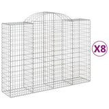 Arched Gabion Baskets 8 pcs 200x50x140/160 cm Galvanised Iron - Front View