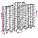 Arched Gabion Baskets 9 pcs 200x50x140/160 cm Galvanised Iron - Rear View