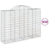 Arched Gabion Baskets 10 pcs 200x50x140/160 cm Galvanised Iron - Front View