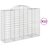 Arched Gabion Baskets 12 pcs 200x50x140/160 cm Galvanised Iron - Front View