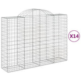 Arched Gabion Baskets 14 pcs 200x50x140/160 cm Galvanised Iron - Front View