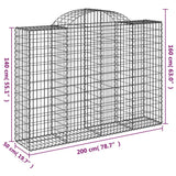 Arched Gabion Baskets 14 pcs 200x50x140/160 cm Galvanised Iron - Rear View