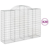 Arched Gabion Baskets 20 pcs 200x50x140/160 cm Galvanised Iron - Front View