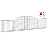 Arched Gabion Baskets 2 pcs 300x30x60/80 cm Galvanised Iron - Front View
