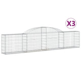Arched Gabion Baskets 3 pcs 300x30x60/80 cm Galvanised Iron - Front View