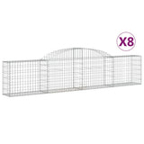 Arched Gabion Baskets 8 pcs 300x30x60/80 cm Galvanised Iron - Front View