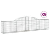 Arched Gabion Baskets 9 pcs 300x30x60/80 cm Galvanised Iron - Front View
