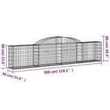 Arched Gabion Baskets 13 pcs 300x30x60/80 cm Galvanised Iron - Rear View